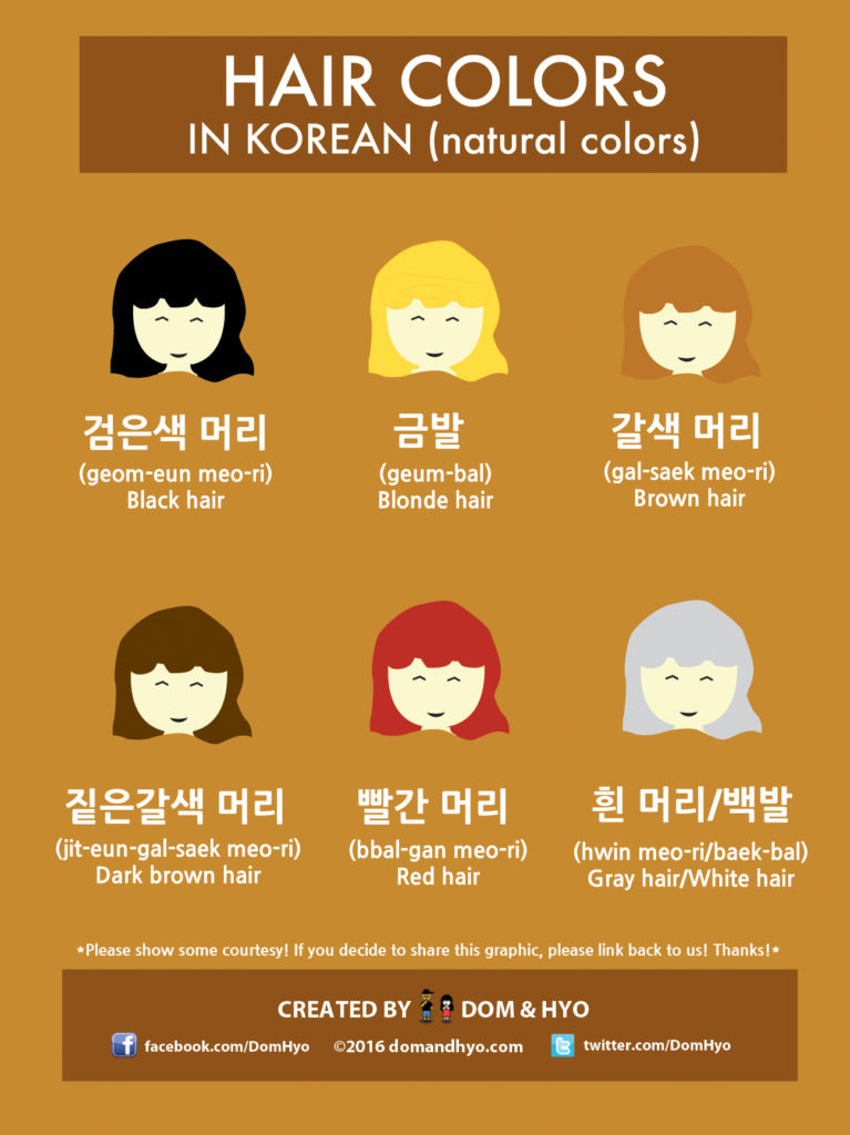 Vocabulary: Hair Colors (Natural) in Korean - Learn Korean with Fun &  Colorful Infographics