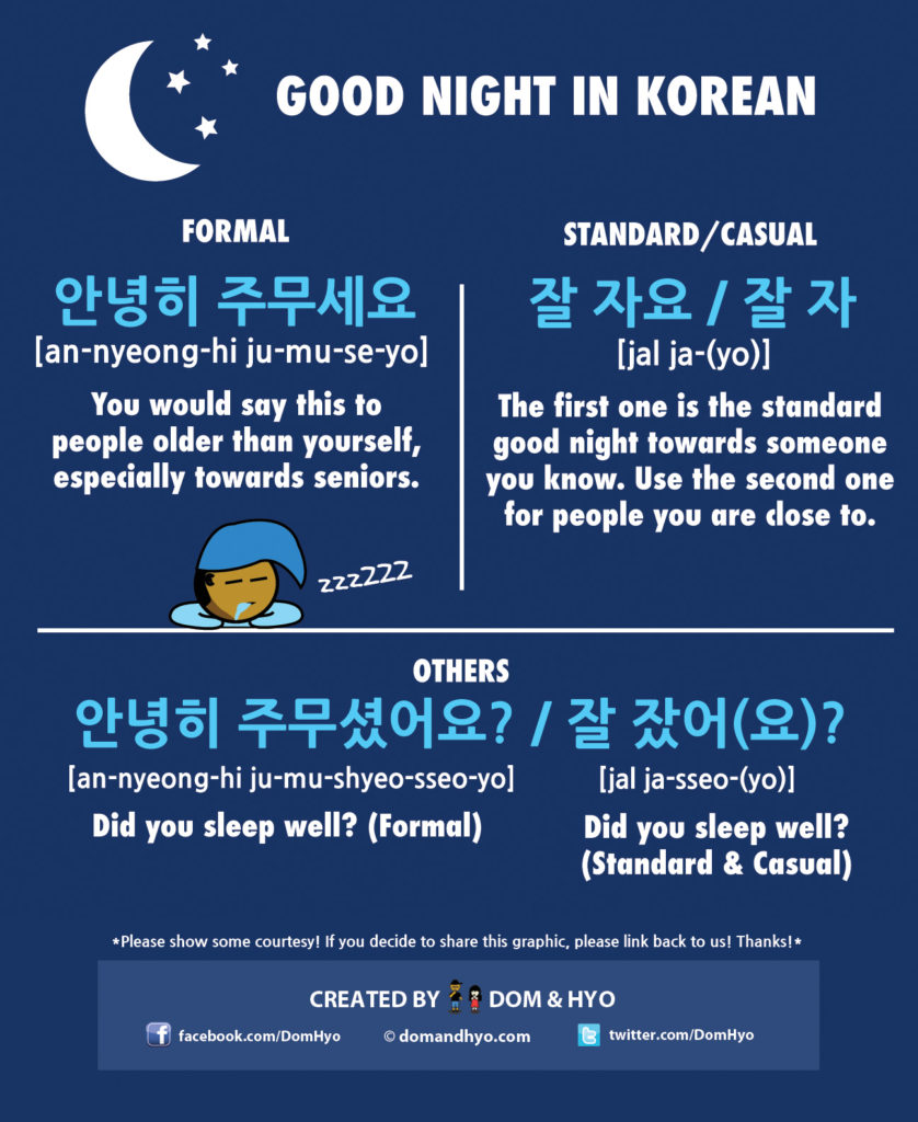 good night in korean translation