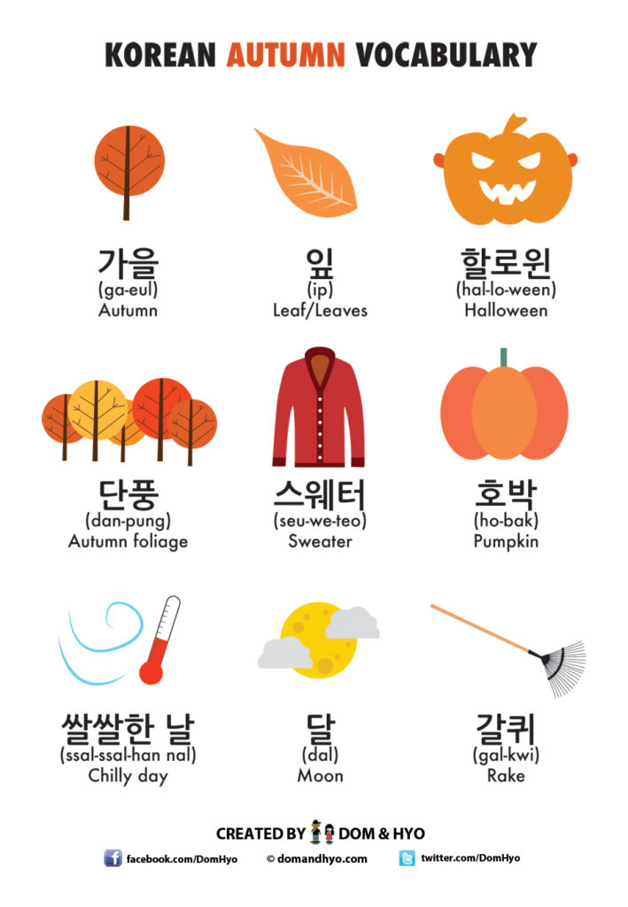 Autumn Vocabulary in Korean