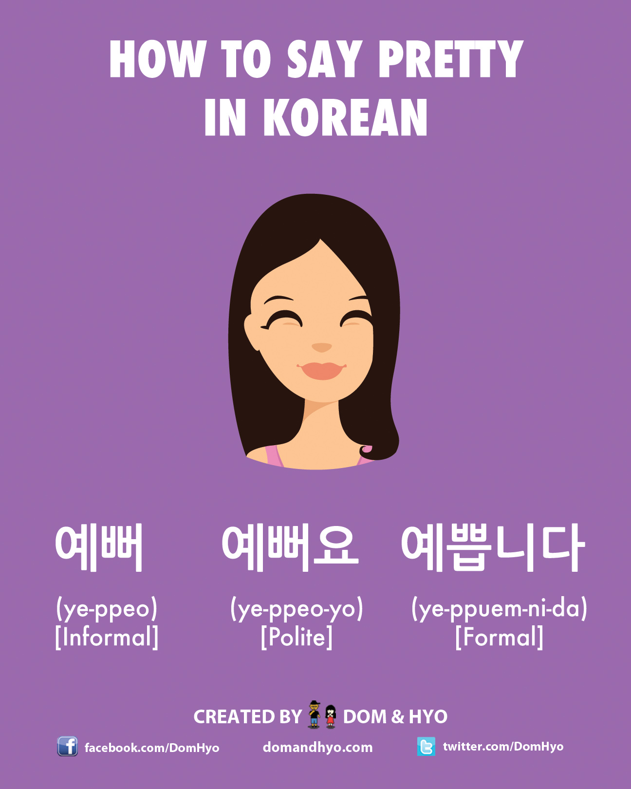 How To Say Pretty In Korean Learn Korean With Fun Colorful Infographics Dom Hyo