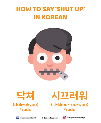 How to say shut up in Korean