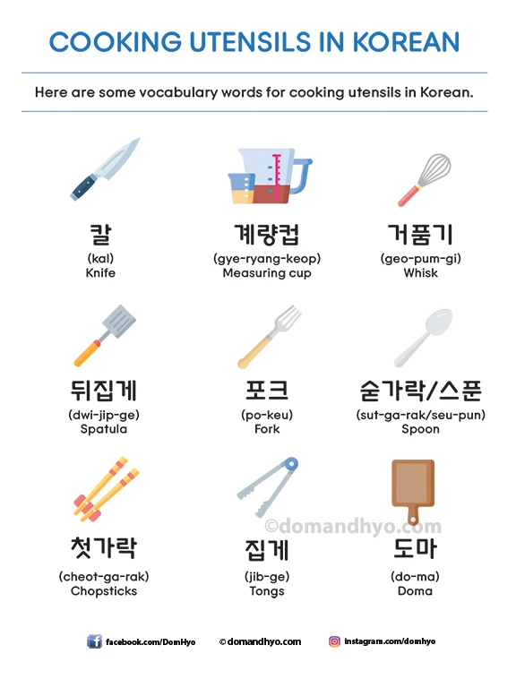 Cooking utensils vocabulary in Korean
